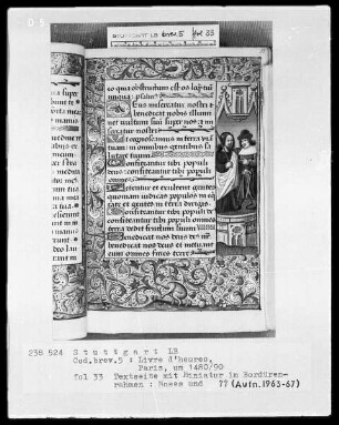 Lateinisches Stundenbuch (Livre d'heures) — Moses bei Jethro, Folio 33recto