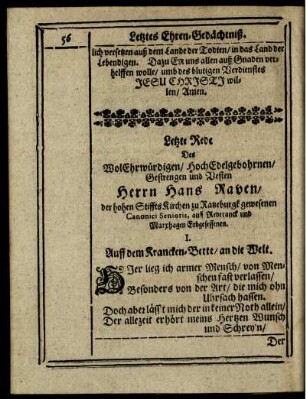 Letzte Rede des ... Herrn Hans Raben ...