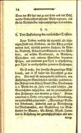 II. Von Aufhebung der natürlichen Trifften.