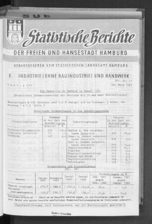 Die Industrie in Hamburg im Januar 1967 : Lfd. Nr. 11