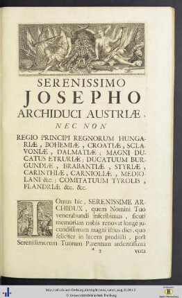 Serenissimo Josepho Archiduci Austriae …