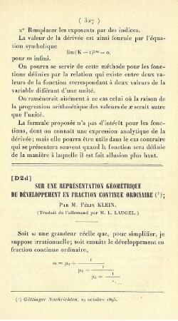 Sur une représentation géométrique du développement en fraction continue ordinaire.