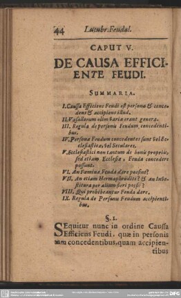 Caput V. De Causa Efficiente Feudi