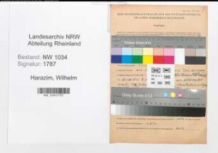 Entnazifizierung Wilhelm Harazim , geb. 25.05.1915 (Feldwebel)