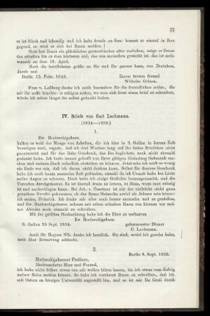 Briefe von Carl Lachmann