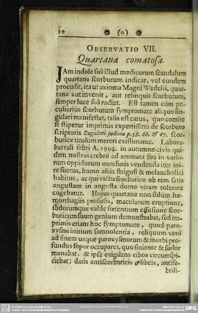 Observatio VII. Quartana comatosa