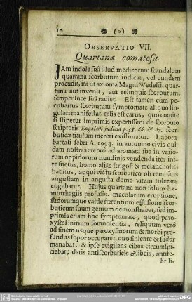 Observatio VII. Quartana comatosa