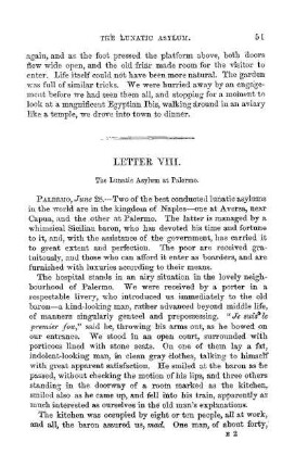 LETTER VIII. - The Lunatic Asylum at Palermo
