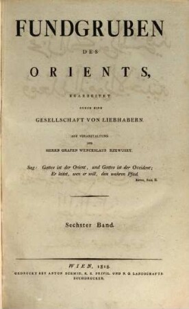 Fundgruben des Orients : = Mines de l'orient. 6. 1818