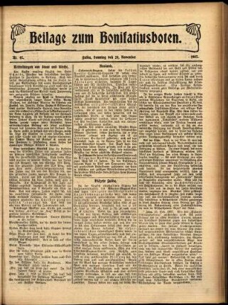 Zweite Ausgabe vom Sonntag, den 24. November 1907.