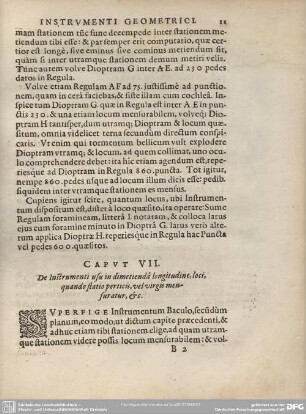 Caput VII. De Instrumenti usu in dimetienda longitudine, loci, quando statio perticis, vel virgis menfuratur, et c.