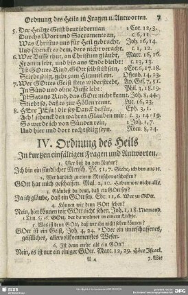 IV. Ordnung des Heils In kurtzen einfältigen Fragen und Antworten