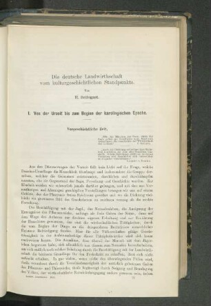 Die deutsche Landwirthschaft vom kulturgeschichtlichen Standpunkte