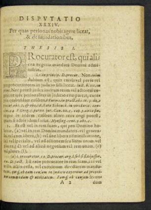 Disputatio XXXIV. Per quas personas nobis agere liceat, & de satisdationibus.
