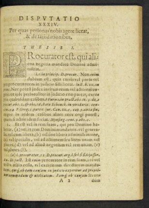 Disputatio XXXIV. Per quas personas nobis agere liceat, & de satisdationibus.