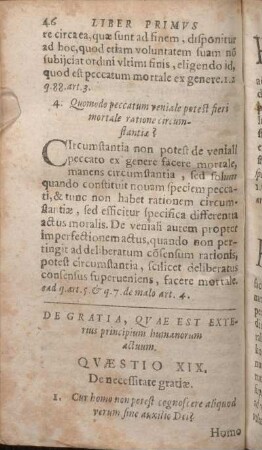 Qvaestio XIX. De necessitate gratiae.
