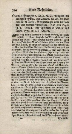 Betrachtungen über die Nerven und Nervenkrankheiten.