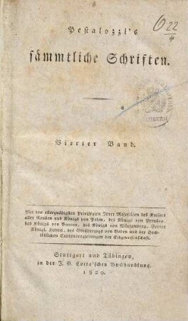 Pestalozzi's sämmtliche Schriften, 4. Lienhard und Gertrud ; Theil 4 : ein Buch für das Volk