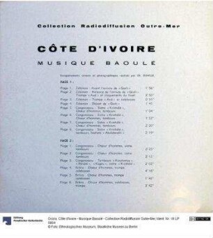Côte d'Ivoire - Musique Baoulé - Collection Radidiffusion Outre-Mer