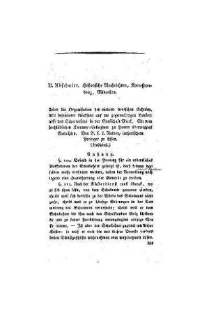 Historische Nachrichten, Korrespondenz und Miscellen