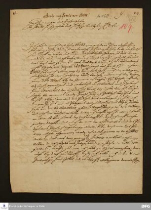 Brief von Ernst Bogislaus Ventzcki an August Hermann Francke.