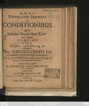 [1]: Disputatio Iuridica De Conditionibus