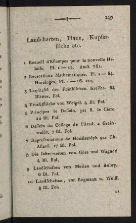 149-156, Landcharten, Plane, Kupferstiche etc.
