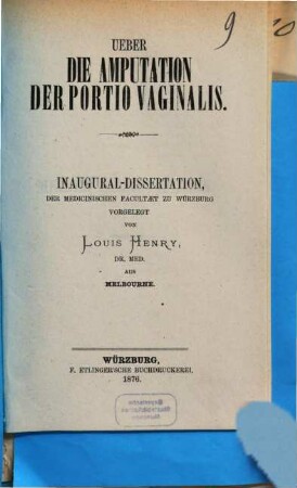 Ueber die Amputation der Portio vaginalis : Inaug.-Diss.