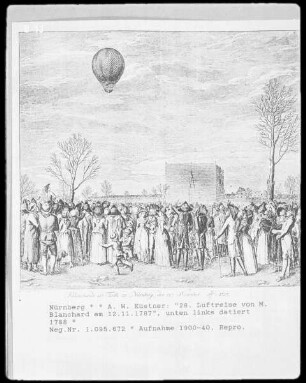 Nürnberg, 28. Luftreise von M. Blanchard am 12.11.1787