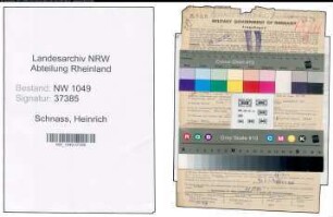 Entnazifizierung Heinrich Schnass , geb. 06.01.1905 (Baecker)