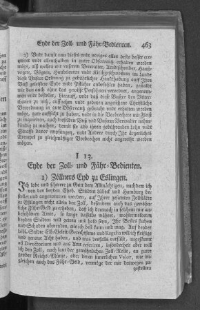 I 13. Eyde der Zoll= und Fähr=Bedienten.