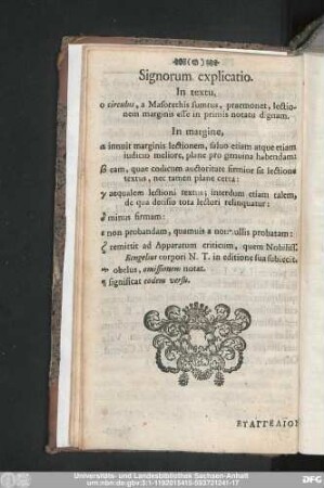 Signorum explicatio.