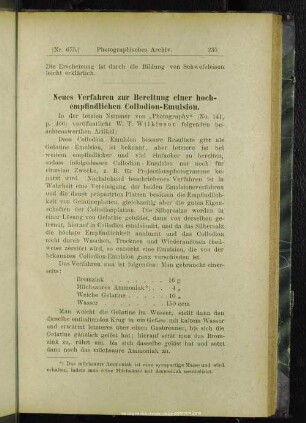 Neues Verfahren zur Bereitung einer hochempfindlichen Collodion-Emulsion