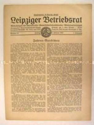 Gewerkschaftliches Mitteilungsblatt "Leipziger Betriebsrat" u.a. mit einem Jahresrückblick