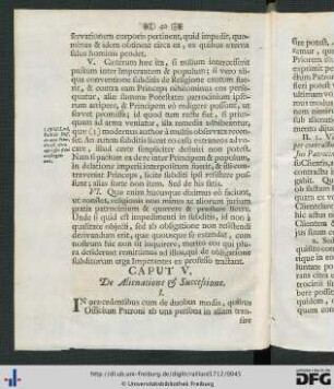 Caput V. De Alienatione et Successione.