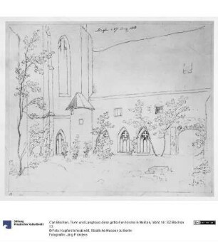 Turm und Langhaus einer gotischen Kirche in Meißen