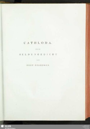 Catholda. Ein Heldengedicht in drey Gesängen