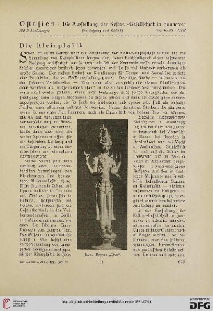 13.1921: Ostasien, [2] : die Ausstellung der Kestner-Gesellschaft in Hannover ; die Kleinplastik