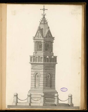 Gefallenendenkmal, Stendal Monatskonkurrenz März 1875: Ansicht über Eck