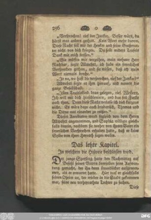 Das letzte Kapitel. In welchem die Historie beschlossen wird.