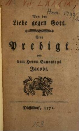 Von der Liebe gegen Gott : Eine Predigt