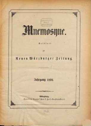 Mnemosyne. 1894