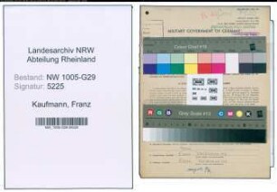 Entnazifizierung Franz Kaufmann , geb. 19.03.1909 (Bahninspektor)