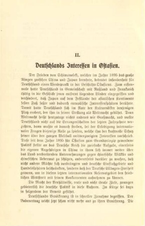II. Deutschlands Interessen in Ostasien