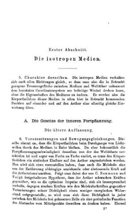 Erster Abschnitt. Die isotropen Medien.