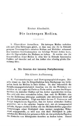 Erster Abschnitt. Die isotropen Medien.