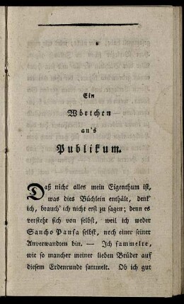 Ein Wörtchen an's Publikum