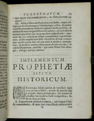 Implementum Prophetiæ Istius Historicum.