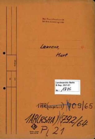 Personenheft Kurt Lawrenz (*23.08.1908), Kriminalrat und SS-Obersturmführer
