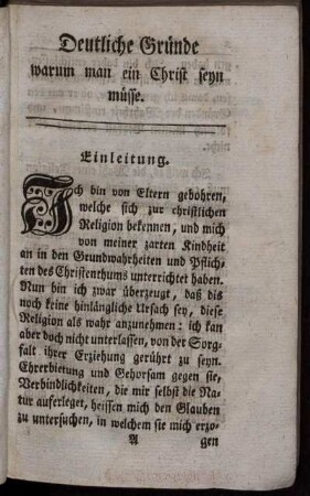 Deutliche Gründe warum man ein Christ seyn müsse.